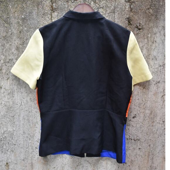 Spago Color Block Short Sleeve Zip Front Top Women’s 8 Petite - Picture 3 of 4